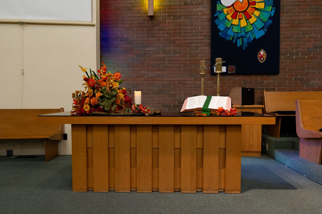 Altar with Bible and candles